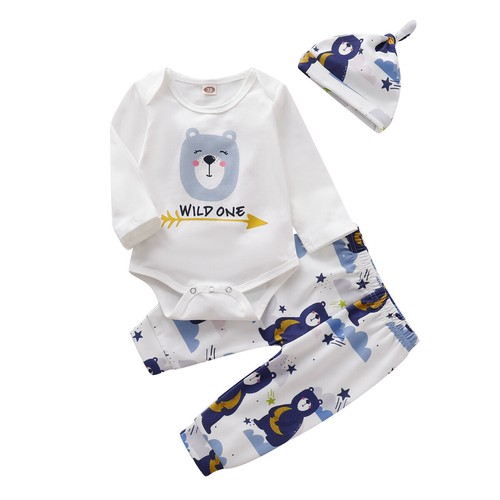 Cute Newborn Baby Boys Girls Tops Romper Jumpsuit Long Pants Outfits Clothes UK