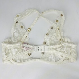 Agent Provocateur Stevie White Ivory Cream Gold French Lace Plunge Bra 34C READ