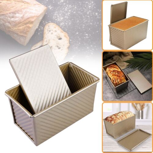 Pullman Loaf Pan w/ Lid Non-Stick Bakeware Bread Toast Mold Aluminum Corrugated 