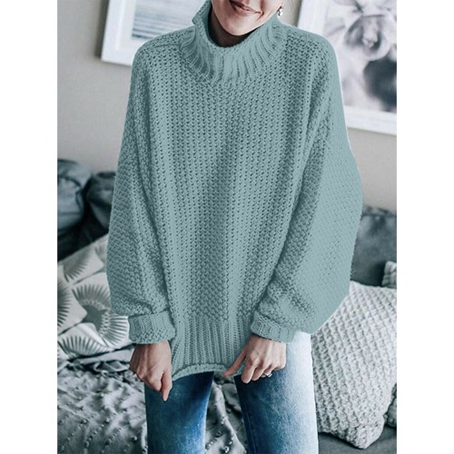 Women/'s Turtle Neck Baggy Tops Chunky Knitted Pullover Sweater Jumper Knitwear