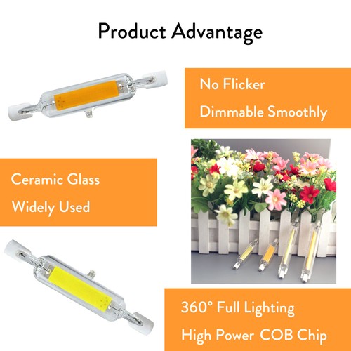 R7s Bulb 118mm 78mm LED Dimmable COB Tube Lights 7W 12W 15W 25W Replace Halogen