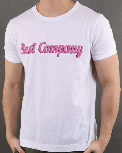 BEST COMPANY LOGO T-shirt blanc-manches courtes ras-du-cou en coton tee