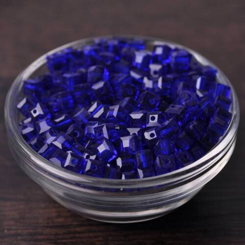 100pcs 6mm Cube Square Faceted Crystal Glass Loose Spacer Beads Jewelry DIY 