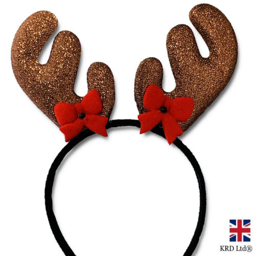 Details about   REINDEER ANTLER Christmas Headband With Bows Adult Kids Fancy Dress Party UK 