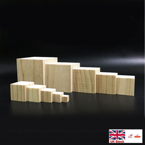 DIY Wooden Craft Supplies Blocks Wood Cubes Hardwood 10mm-75mm Pine Minecraft