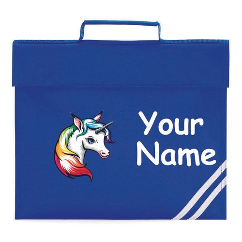 Personalised Unicorn school Book Bag Reading Library Folder homework xmas gift