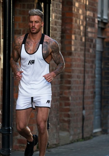 Aspire Wear White Gym Shorts Innovative Stretch Micro Fabric Modern Muscle Fit