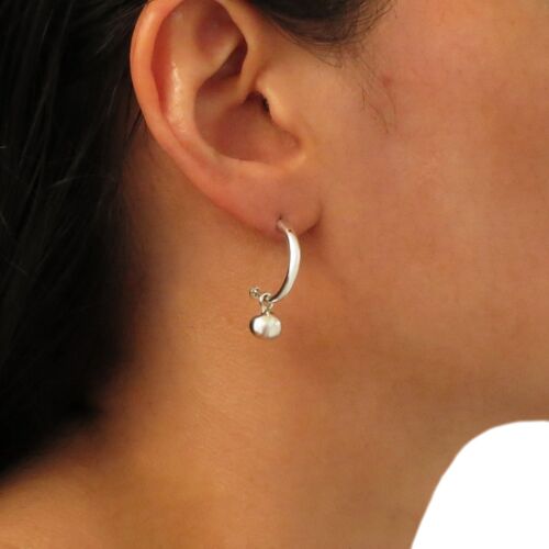Two Way 925 Sterling Silver Ball and Half Hoop Earrings Gift Boxed 