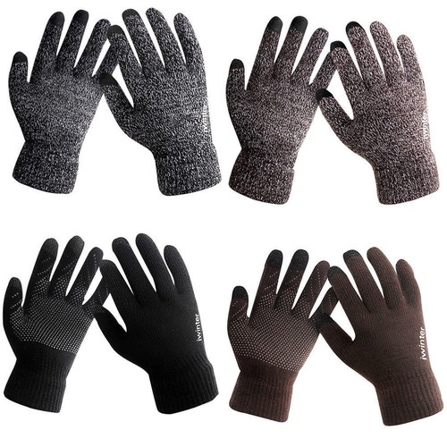 Pair Of Men Women Winter Warm Fleece Lined Thermal Knitted Gloves Touchscreen