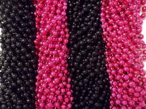 Pink Black Mardi Gras Beads Necklaces Party Favors 24 48 72 144 