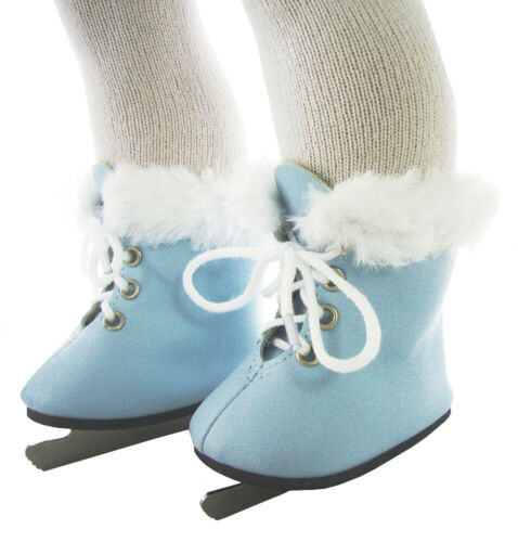 Light Blue Ice Skates made for Molly 18/" American Girl Doll Clothes