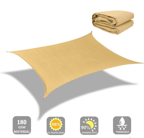 Sun Shade Sail Canopy Rectangle Sand UV Block Sunshade For Backyard Deck 12x12ft 