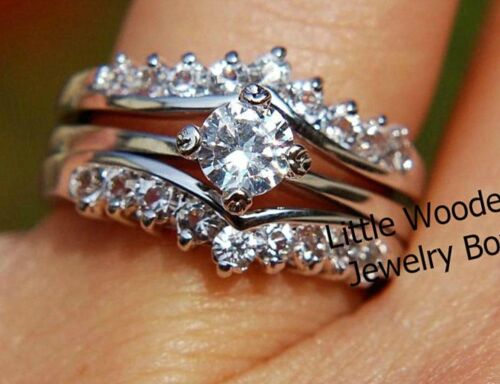 Round Diamond cut Engagement Ring Wedding Band Set Women/'s .925 Sterling Silver