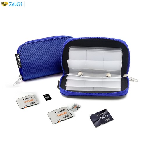Memoria Sd Card Holder Case Bolsa Organizador de Almacenamiento Cremallera Tarjeta SD Guardián Azul Nuevo