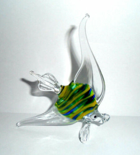 BLOWN GLASS Fish Angelfish Sculpture Lampwork HANDMADE Figurine 