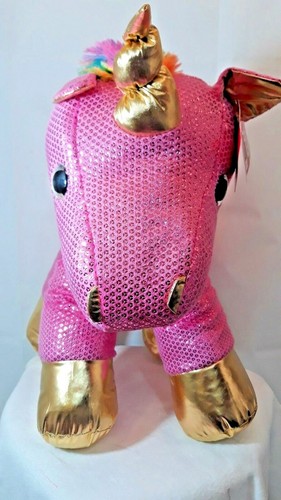 Dan Dee Sparkle Unicorn Pony Pink Metallic Plush Stuffed Rainbow Mane 20/"