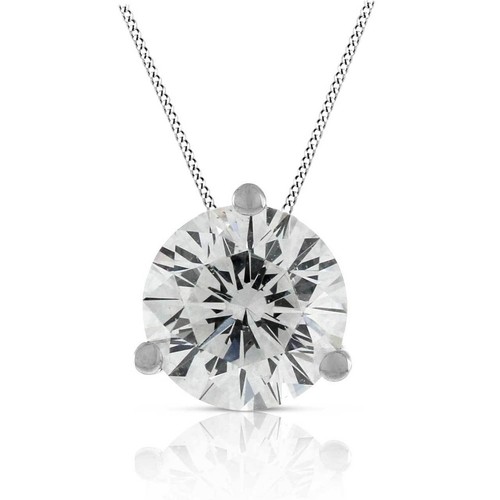1.00 Ct D//VVS1 Round 18K White Gold Over Solitaire Necklace Pendant w//Chain