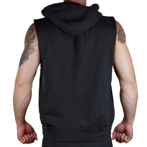 Men/'s DJ Pug Black Sleeveless Vest Hoodie Workout Fitness Gym Rave Party Neon