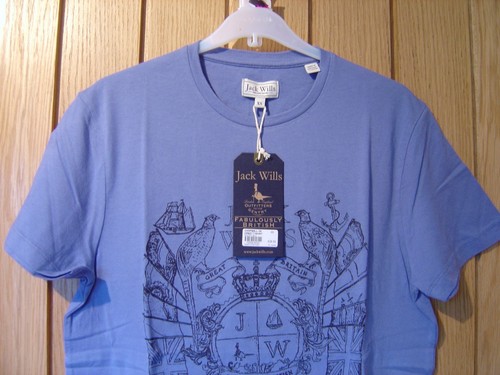 TAG RRP £ 29.50 JACK Wills Campbell JW Crest Uomo Blu T Tee Shirt Top XS NUOVO