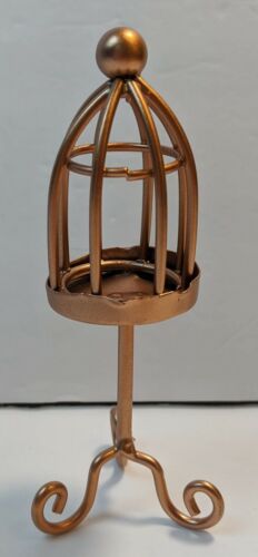 Fairy Garden Miniature Decor Bird Cage on Stand Copper-color 5.5/" Total Height
