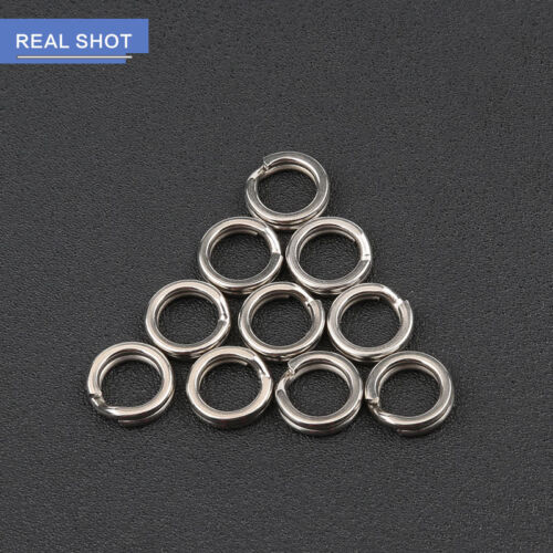 50//100//200Pc Fishing Solid Stainless Steel Snap Split Ring Lure Tackle Connector