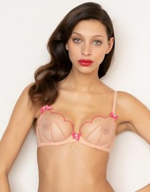 AGENT PROVOCATEUR LORNA NUDE/PINK BRA 32A/B/C/DD 34C 36DD & 2/3 OUVERT BRIEF NWT