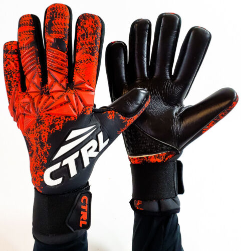 CTRL PRO Contact Foam Negative Cut Soccer Goalkeeper Goalie Gloves Black Red 9