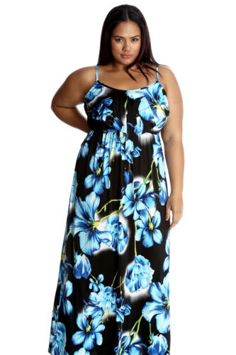 New Ladies Plus Size Maxi Dress Womens Tank Top Style Sleeveless Floral Print 