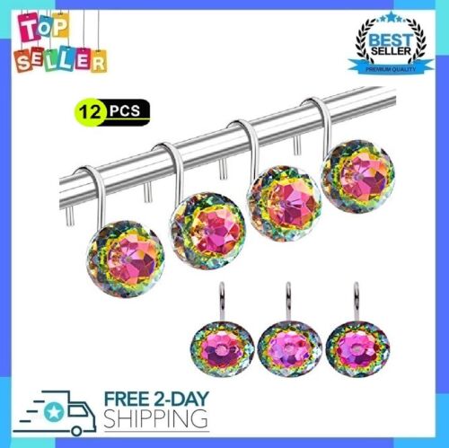 Shower Curtain Hooks Rings for Bathroom Hooks Rods And Liner Decorative Resin 