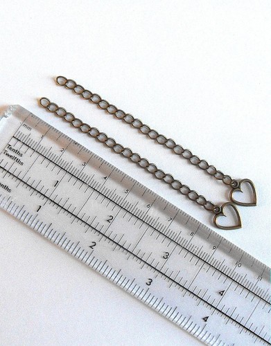 24 Piezas De Bronce Antiguo 8 cm de extensión//Extensor Cadena Con Corazón Gota