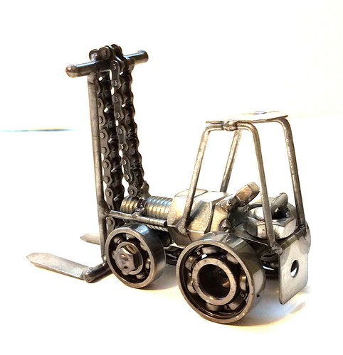 Forklift Hand Crafted Recycled Metal Art Sculpture Figurine