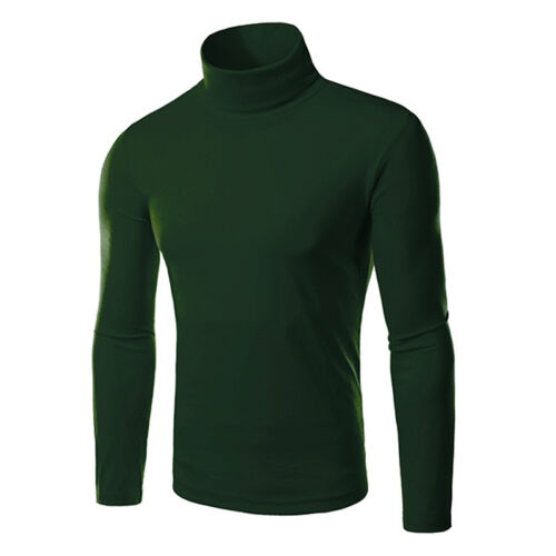 Mens Knitted Polo Roll Turtle Necks Pullover Sweater Jumper Tops New Casual Slim