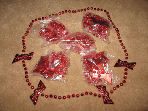 5 New Budweiser pack Red Party Beads Mardis Gras Bud Fiesta Decorations light 