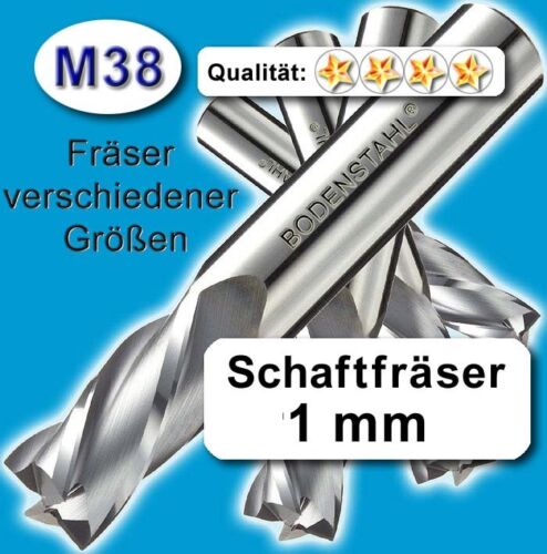 1mm Fräser L=51mm Z=2 Schneiden M38 Schaftfräser für Metall Kunststoff Holz etc 