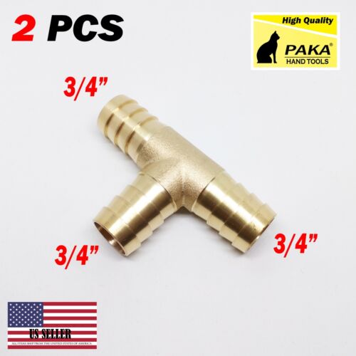 2 PCS 3//4 HOSE BARB TEE Brass Pipe 3 WAY T Fitting Thread Gas Fuel Water Air