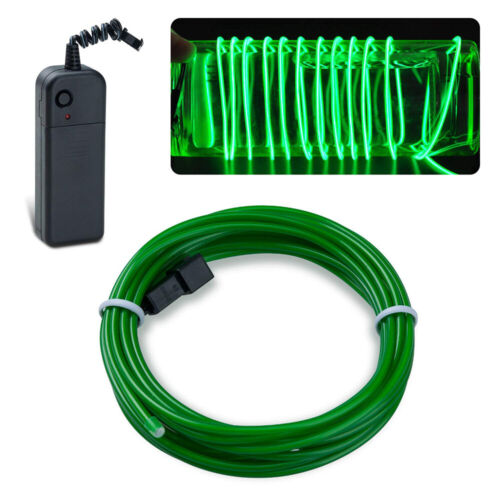 UK 1-5M Battery Operated Luminescent Neon LED Lights Glow EL Wire String Strip