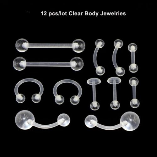 Details about   12 Pieces Clear Acrylic Piercings For Mens Womens Unisex Jewelry Accessories 