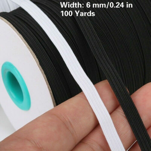 100 Yards 1/4" Elastic Cord Stretch Apparel Sewing Materials DIY Craft Trim US 