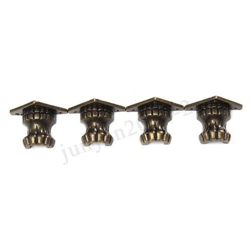 4Pcs Antique Brass Jewelry Chest Wood Box Case Feet Leg Corner Protector