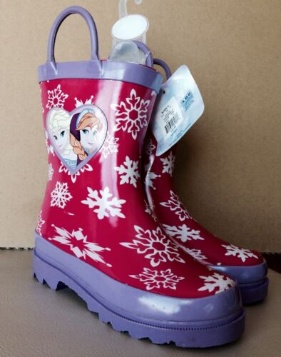 8,9,10 Disney Frozen Elsa /& Anna Rain Boots Girls Toddler Sz 6 7