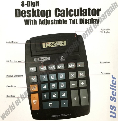 Large JUMBO CALCULATOR 8 Digits Display Hard Keys Solar /& Battery Powered EL06