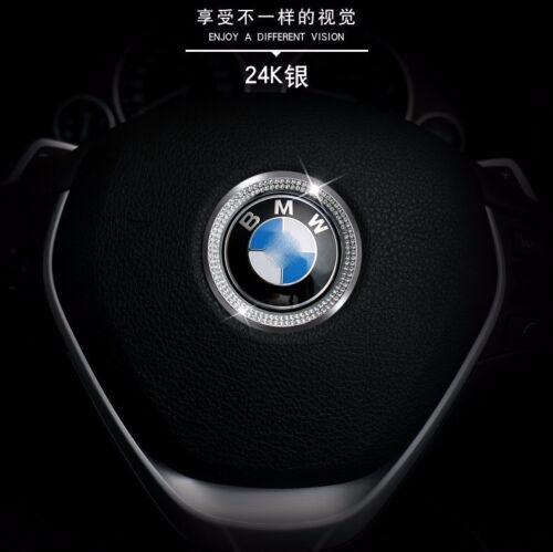 AUTO DECORATIVE ACCESSORIES Steering Wheel Center Logo Diamond Ring For BMW 