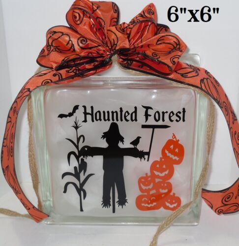 Halloween scarecrow Haunted Forest decal sticker DIY 8/" glass block Shadow box