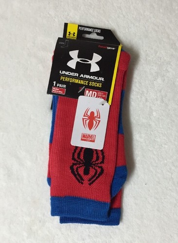 NWT 1 Pair Sz Med UNDER ARMOUR Spiderman Men/'s Socks Shoe Size 4-8 1//2