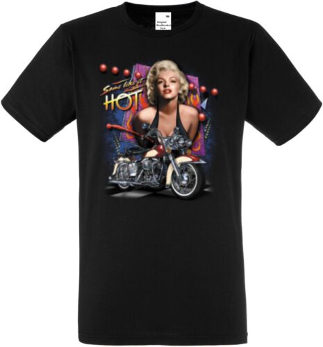 T shirt en noir vintage HD Biker Chopper & oldschoolmotiv modèle Maryln Monroe 