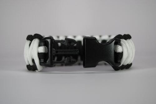 550 Paracord Survival Bracelet King Cobra Black//White /"Made in the USA/"