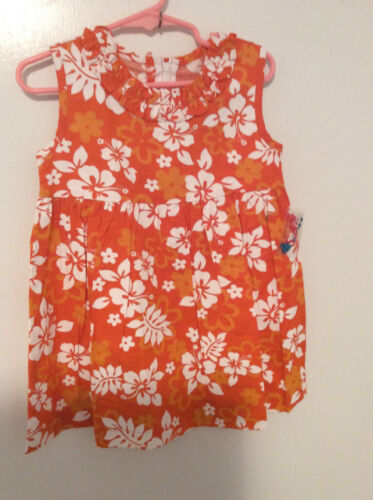 Toddler//Girls Hawaiian Hibiscus Print Sleeveless 100/% Cotton Dress//KY//NWT