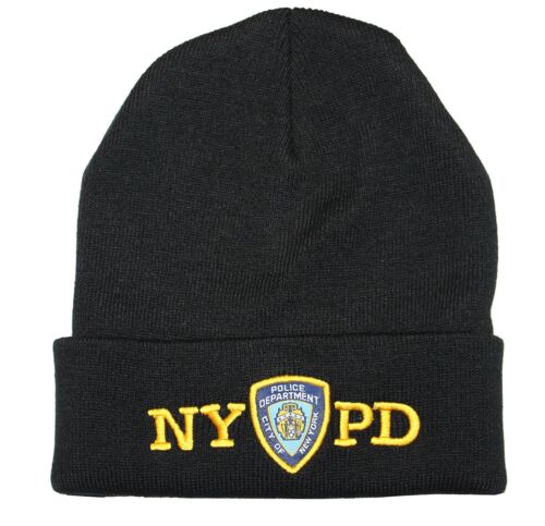 NYPD chapeau d/'hiver police badge New York Police Department Noir /& Or Taille Unique