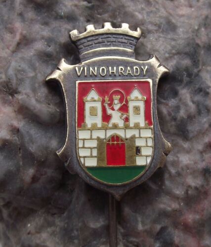 Antique Prague Vinohrady District Praha 2 Heraldic Crest Coat of Arms Pin Badge