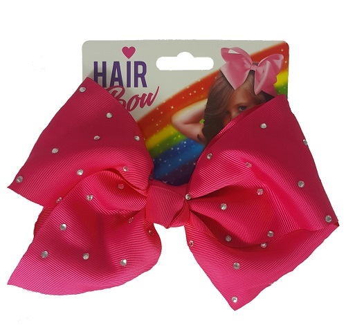 8/" Large Hair Bows Girls Diamante Hair Bow Pink Puple Blue Hair Clip Accessories